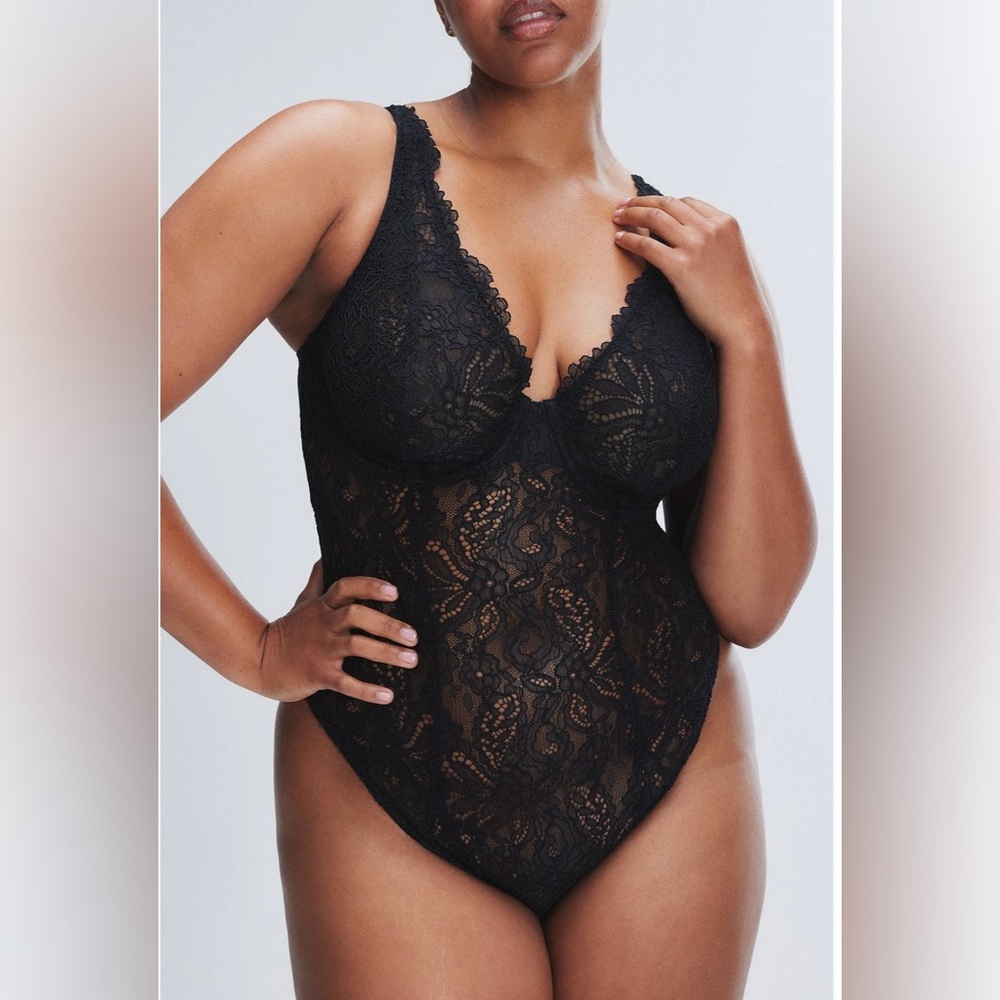 New Savage X Fenty Black Romantic Corded Lace Underwire Teddy In Size 2X